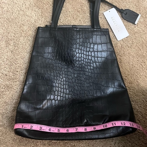 Kenneth Cole Reaction Black Crocodile Skin Tote Shoulder Bag NWT - Picture 9 of 9
